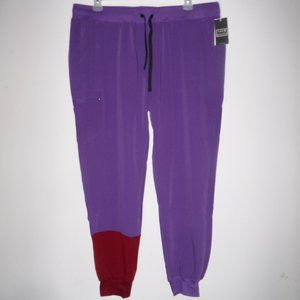 NWT Pledge 5 Purple Burgundy Colorblock Jogger Scrub Nursing Medical Pants 3XL